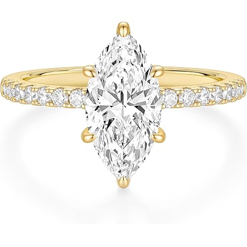 EAMTI Engagement Rings for Women Marquise Cut Travel Wedding Ring Size 4-10