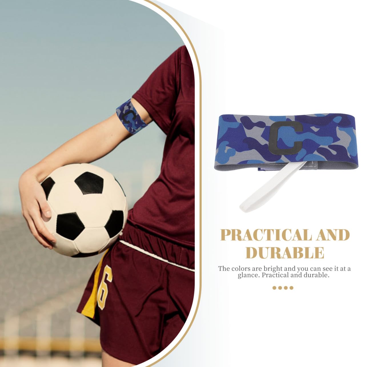 Abaodam Fascia da di Calcio Manica della Fascia Elastica del Braccio Sport Fascia da Elastico da Calcio Fascia da Junior Capitani Bande Nylon