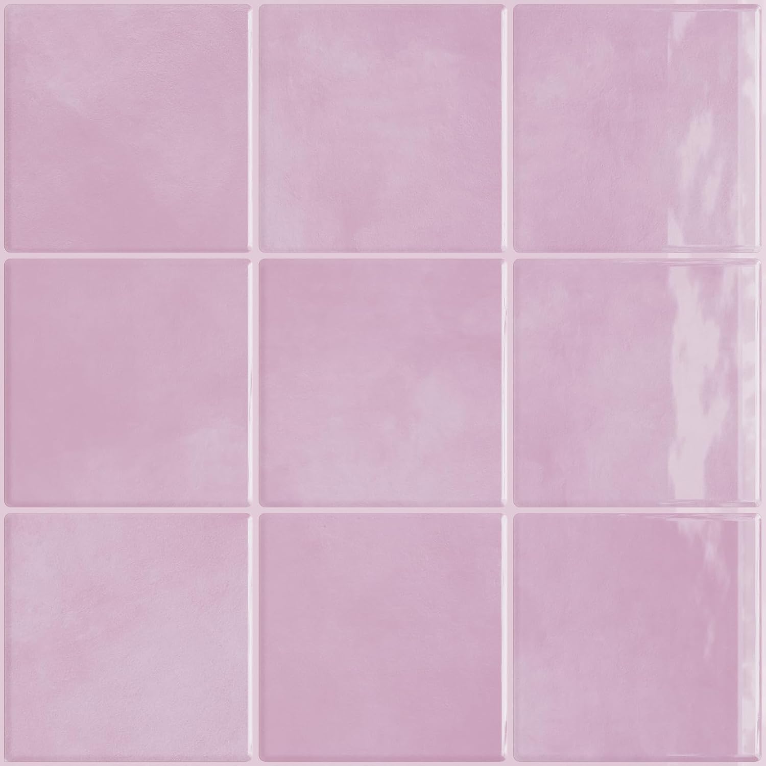 VaryPaper 10 Sheets Pink Square Peel and Stick Backsplash Waterproof Self Adhesive Back Splash Stick on Tiles for Kitchen Bathroom Renter Friendly Backsplash Checkered Sticky Tiles for Walls 12''x12''