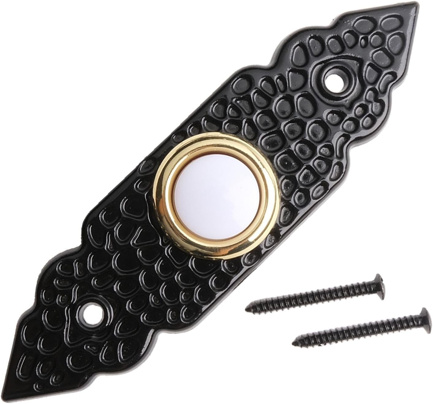 Zinc Alloy Wired Doorbell Push Button with LED Light, Weatherproof Front Door Button Home Garage, DC12-24V, Black, Includes Screws