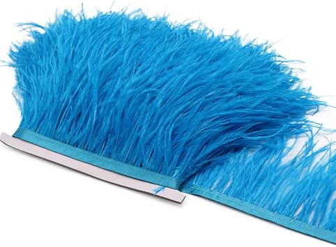 2 Yards Natural Fluffy Ostrich Feathers Trims Fringe Ribbon for Dress Sewing Crafts Wedding Decorations Turquoise