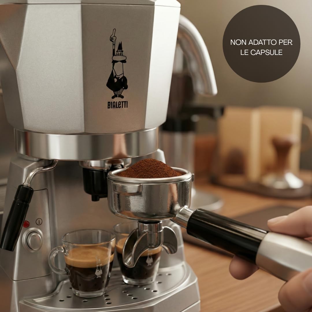 RYELDOM Braccetto Portafiltro per Bialetti Mokona Trio, Ricambio Silver per Caffettiera Elettrica, Compatibile con Filtri 1 e 2 Tazze e Cialde