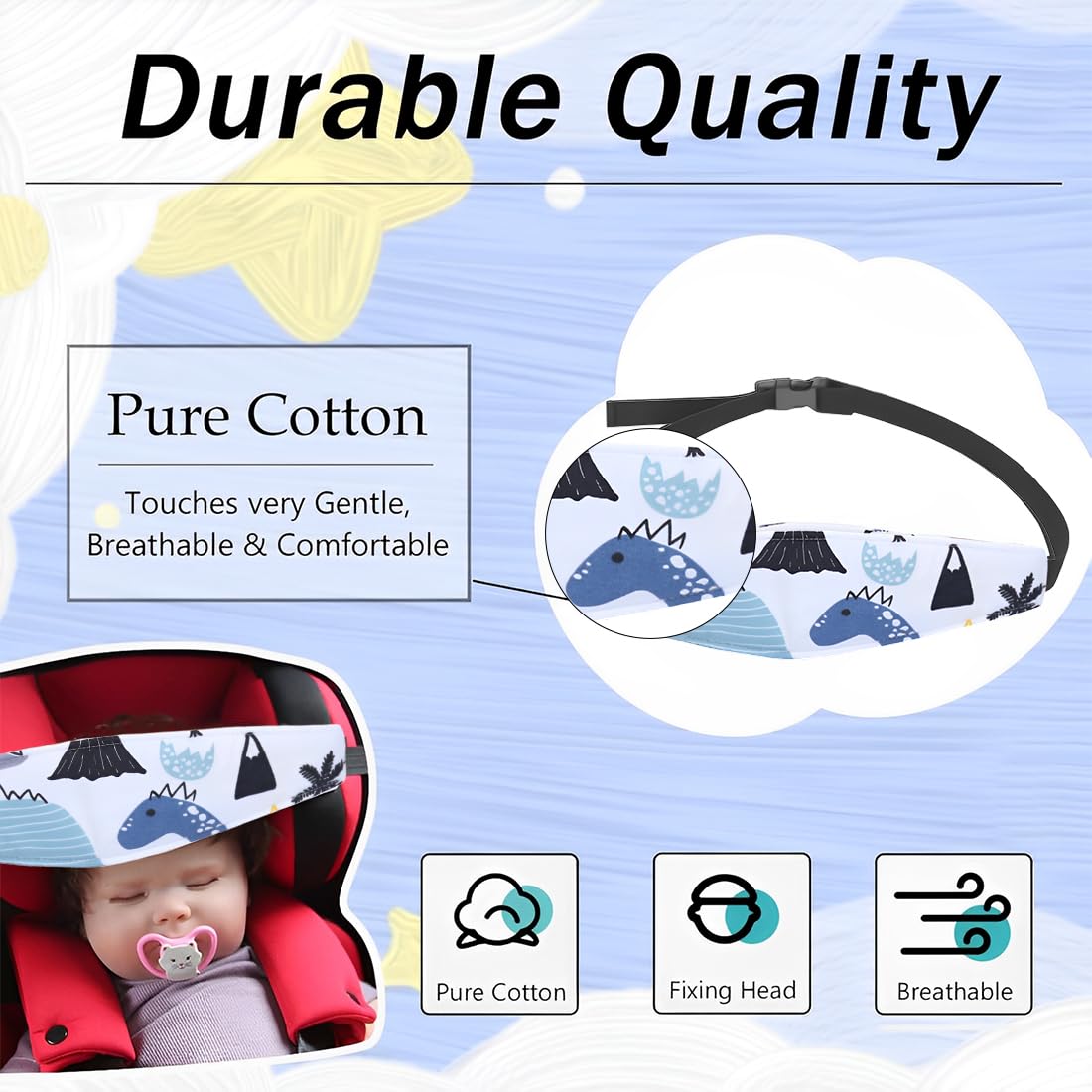 sujeta cabezas coche para niños, Diadema Accesorio para Asiento de Niño, soporte cabeza niño coche, Proporciona Seguridad a los Niños, 2 Piezas.