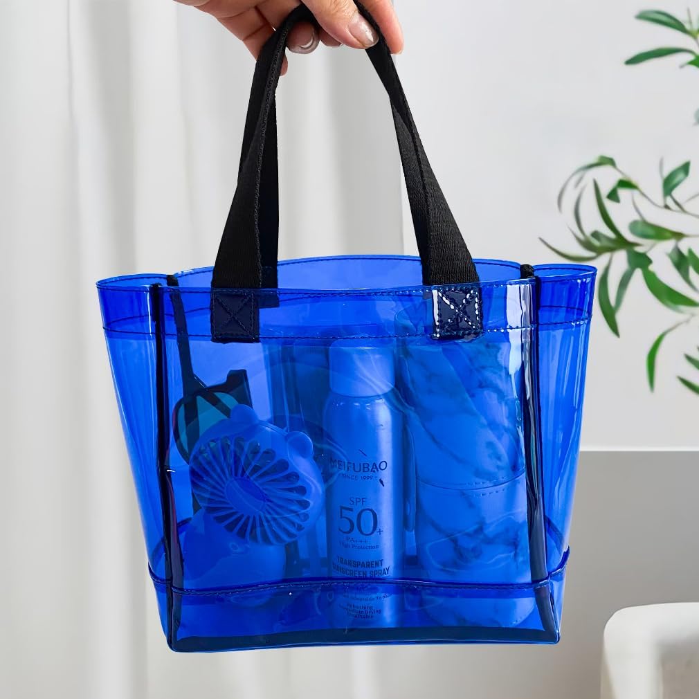 Clear 1Packs Small Tote Work Bag,Gift Wrap Handbag for Bridal and Birthday Party,Travel Makeup Pouch with Handle