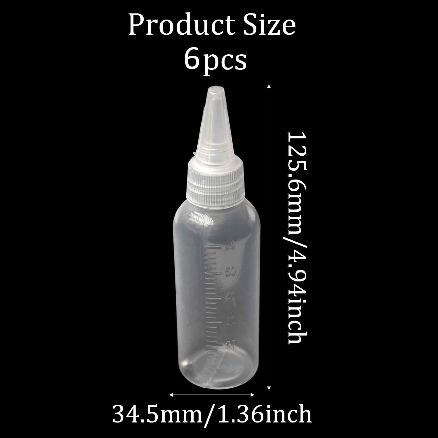 6PCS 60ml Airbrush Paint Bottles, Plastic Storage Jars with Mixing Ball, Resealable Squeeze Containers for Acrylic Paint Arts Crafts