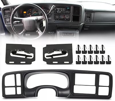 KARPAL Double Din Dash Bezel Cover Kit Compatible With 1999-2002 GMC Sierra Full-Size Trucks/SUVs Chevy Silverado Car Stereo Radio 15731974 15772850