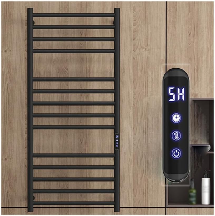 Heated Towel Rack Radiator Bathroom Accessories with Thermostatic,Stainless Steel Electric Towel Warmer Racks,Towel Warmers for Bathroom Wall Mounted,Silver a,Plug in Right