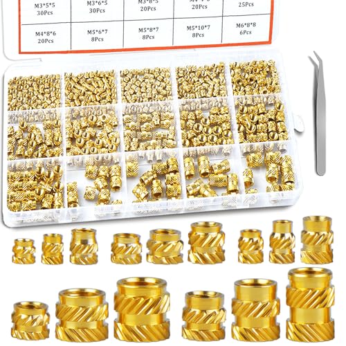 400 Pcs Zruosiniy Premium Brass Threaded Inserts Kit, M2 M2.5 M3 M4 M5 M6 Female Metric Knurled Insert Nuts, Heat Set Inserts for Plastic & 3D Printing Components