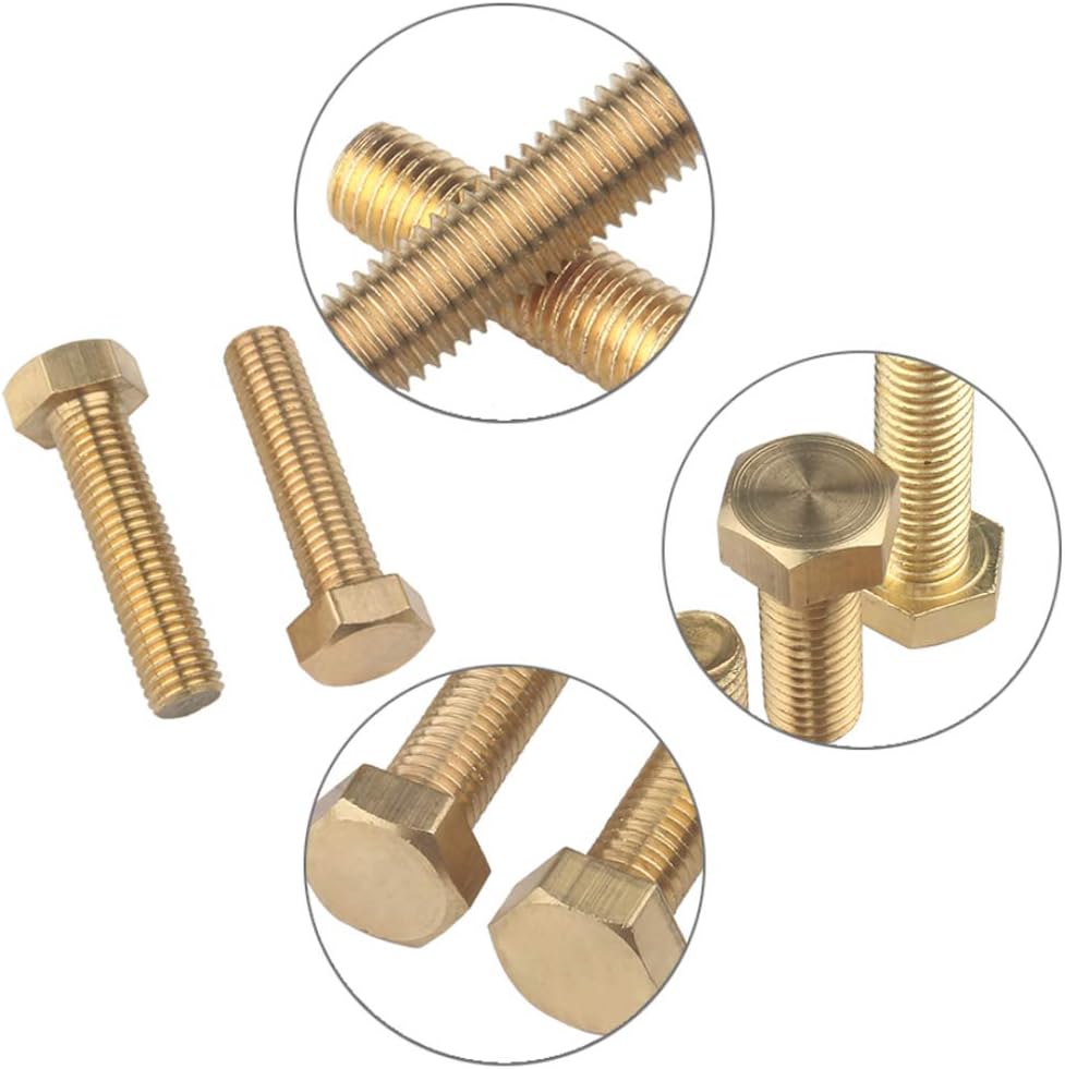 Liujiami Brass Screws Flat Hex Bolts M4 M5 M6 Hex Head Screw Bolts Hexagon Machine Fully