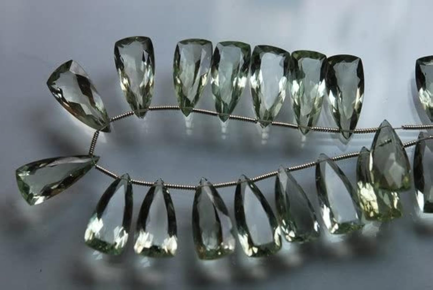 Améthyste verte naturelle taillée en briolette trillian 11x20mm, paire de pierres pour bijoux