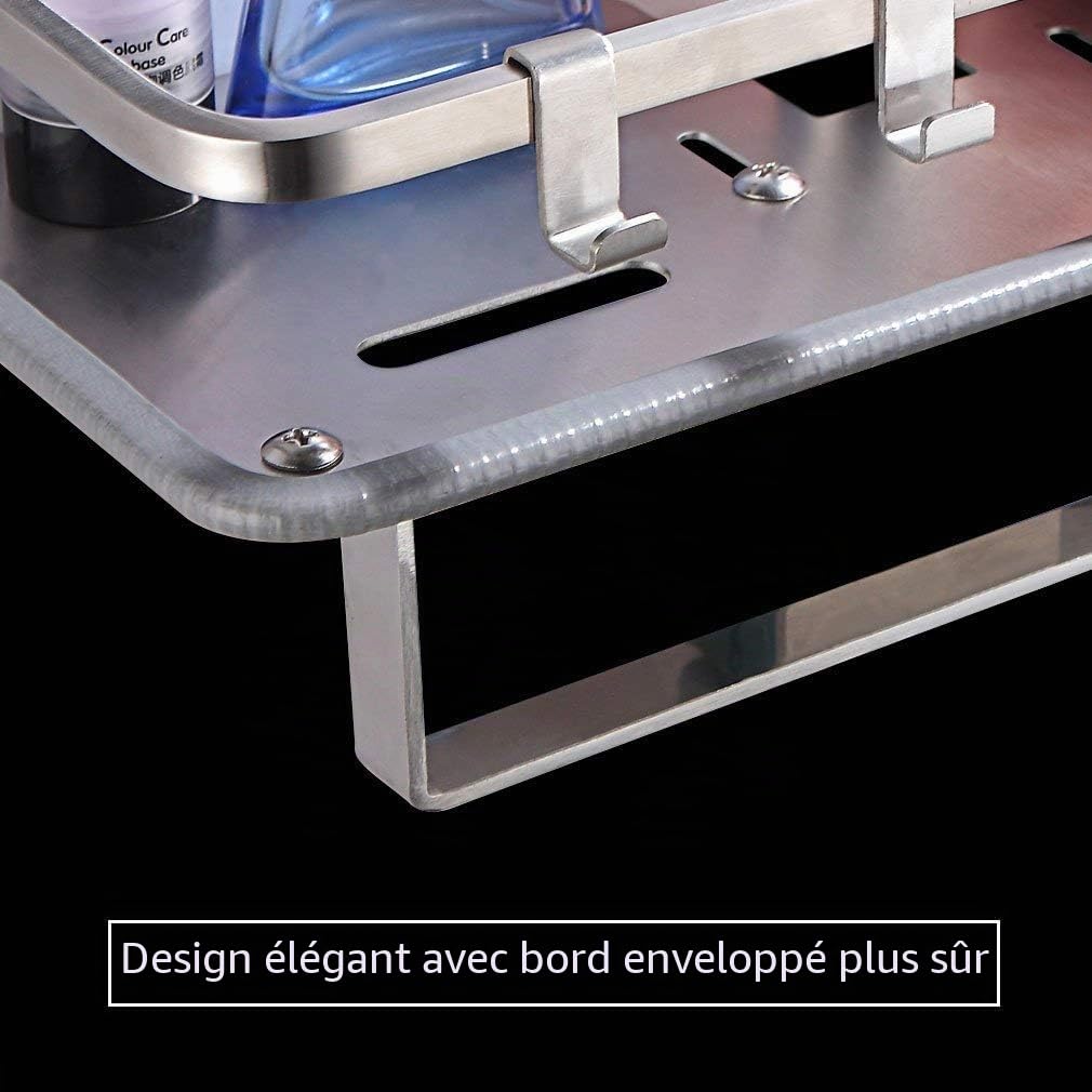PHASAT Porte Savon Barre de Douche,Etagère de Salle de Bain en Acier Inoxydable sans Perçage Convient pour Barre de Douche de Diamètre de 19-25 mm