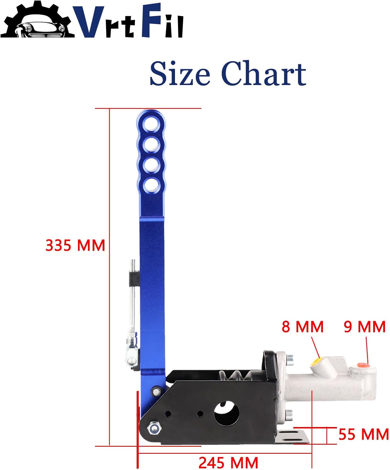 335mm Hydraulic Handbrake Master Cylinder 0.75″‌ Adjustable Ebrake Long Lever Handle Compatible with Drift Track Rally Racing Blue
