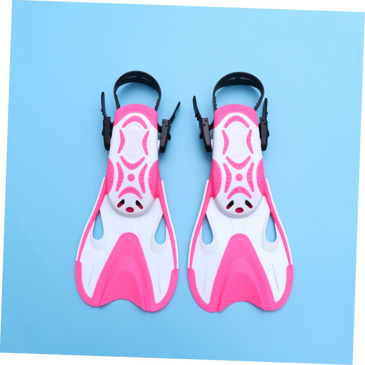 Zerodeko Adjustable Adult Snorkeling Fins Pink White Hydrodynamic Diving Flippers for Swimming Training Comfortable Heel Support Euro Outdoor Snorkeling Gear for Fast Kicks