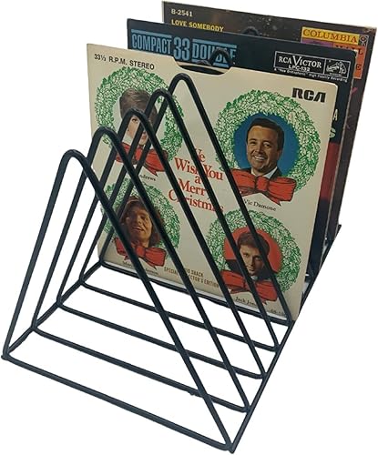 Soporte para almacenamiento de discos de vinilo, estante triangular de alambre de metal premium para revistas y libros con capacidad para hasta 33