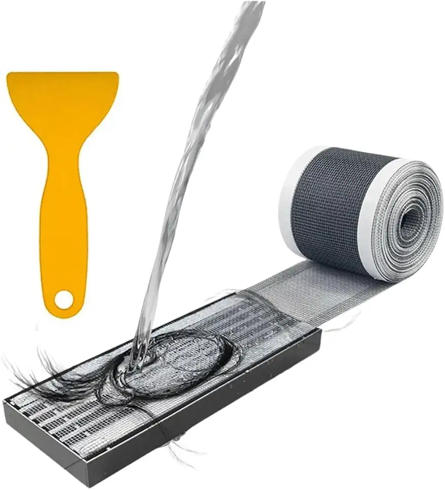 Tela de Proteção para Ralo, 5 Metros, Autoadesiva, com Espátula Aplicadora, para Banheiro e Chuveiro