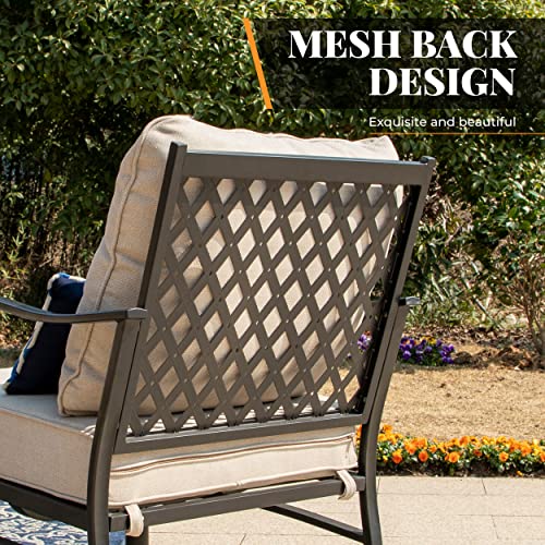 MIXPATIO Patio Conversation Set for 9, Outdoor Furniture Sets 7 Pieces, 3 Person Seats Chairs, 2 Single Chairs, 2 Swivel Chairs, 2 Ottoman for Patio Lawn Garden Backyard Poolside Beige