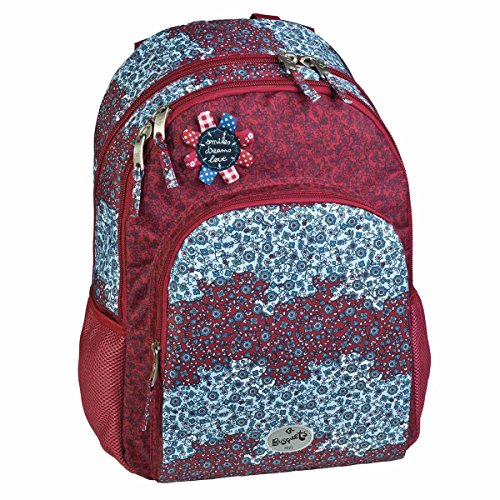 Mochila escolar doble Busquets Folk con espaldera acolchada y tres cremalleras