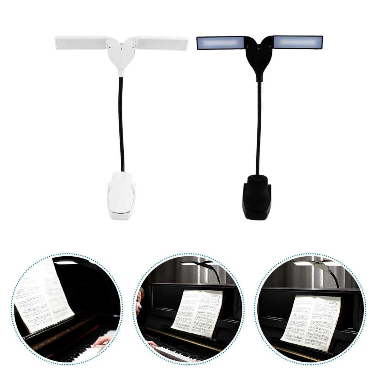 GALPADA Lampada da Lettura LED Clip Ricaricabile Luce Morbida per Spartiti Musicali e Pianoforte Protezione Occhi per Studio e Pratica Musicale