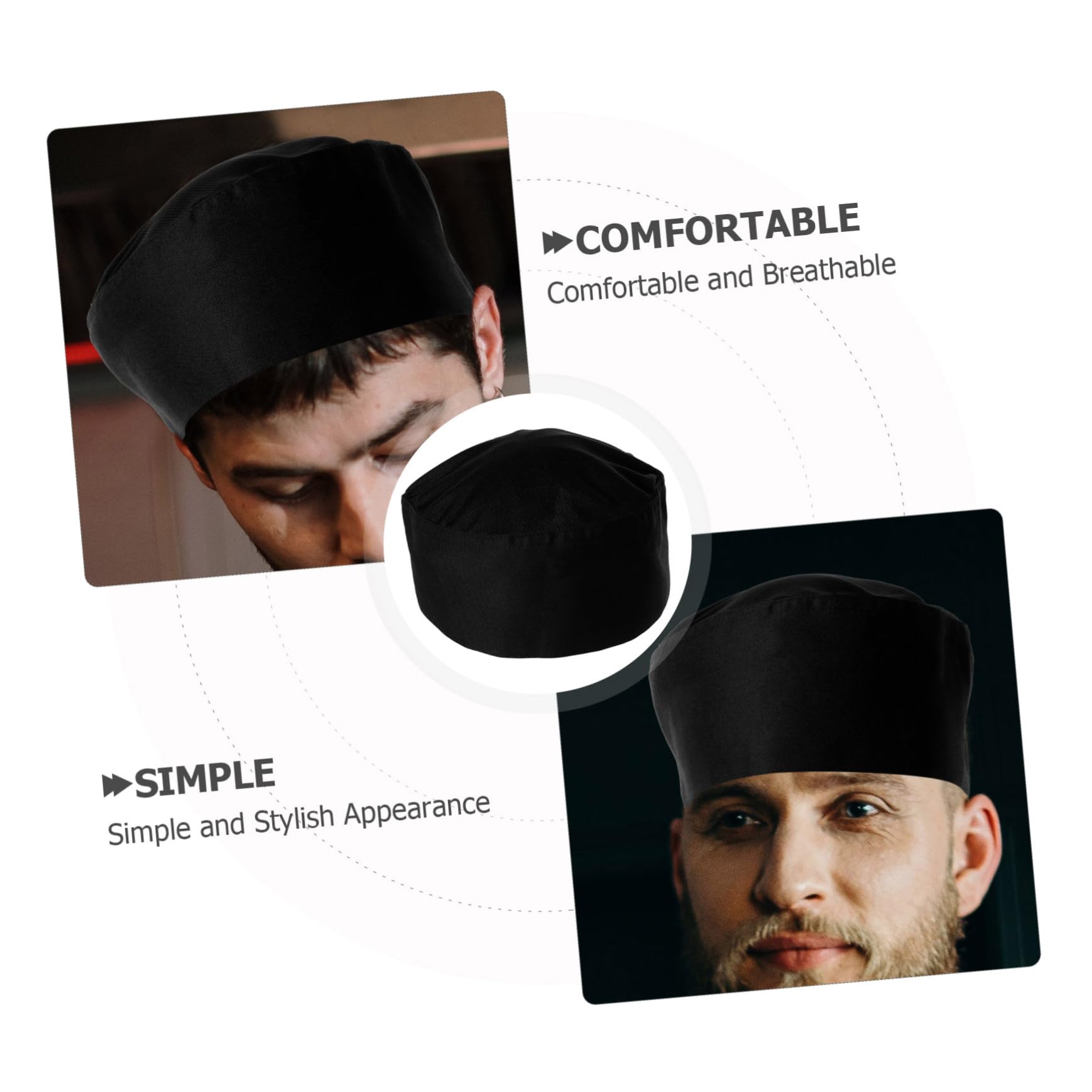 Beavorty Sombrero De Cocinero Gorras De Cocinero Gorro De Cocina Tapa De Catering Gorro De Chef Sombreros De Cocina para Sí Gorro De Cocinero Algodón Black