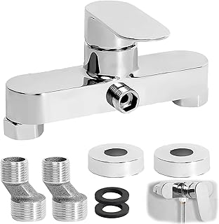 Comprar Grifo De Ducha, Grifos Duchas De Baño Monomando, Grifo Ducha Pared, con núcleo de válvula de cerámica, con G 1/2 caño,Plateado, Cromado