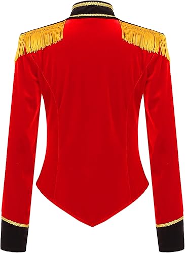 Miniatura 5 de Hularka Disfraz de maestro de ceremonias de circo para mujer, cuello alto, chaqueta con borlas, disfraz de líder de anillo para cosplay