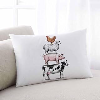Farm Animals Pillow Covers 24"x36", Watercolor Farmhouse Cow Pig Chickens Sheeps Soft Brushed Microfiber Breathable Throw Pillow Covers, Pillowcase with Zipper for Couch Sofa Bedroom Living Room