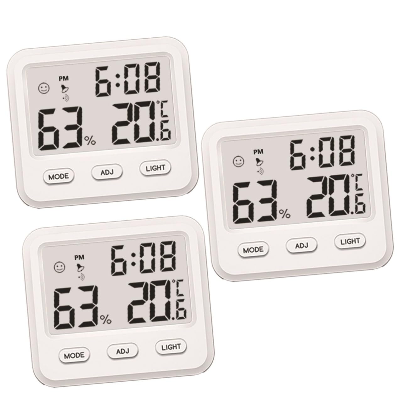 BESPORTBLE Lot De 3 Thermomètres Et Hygromètres Dintérieur En Plastique Avec Horloge Mesure Précise De La Température Et De Lhumidité Enregistrement Max/min Pour