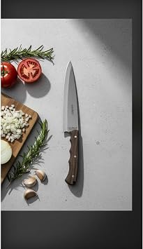 Profesyonel Şef Bıçağı 2.5mm Paslanmaz Çelik | Ahşap Sap | Ergonomik | 32cm Toplam Boy