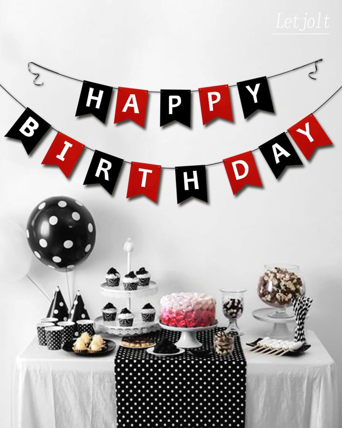 Letjolt Happy Birthday Banner Black Red Racing Theme 13 Pcs image 4