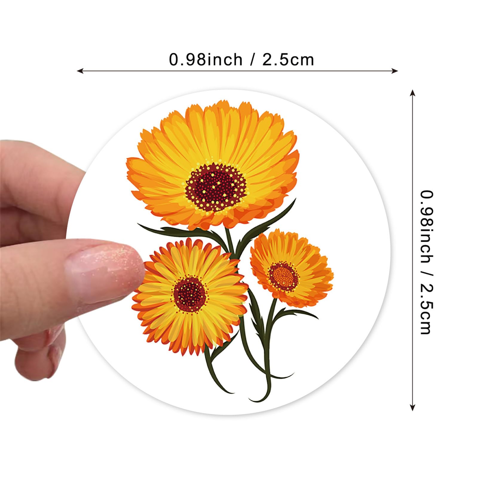 200 Pcs Cartoon Flower Roll Stickers for Kids Teens Cute Vinyl Round Seal Label Stickers 1 inch Cute Self Adhesive Gift Stickers Envelope Seals Paster Motivational Rewards (Flowers)