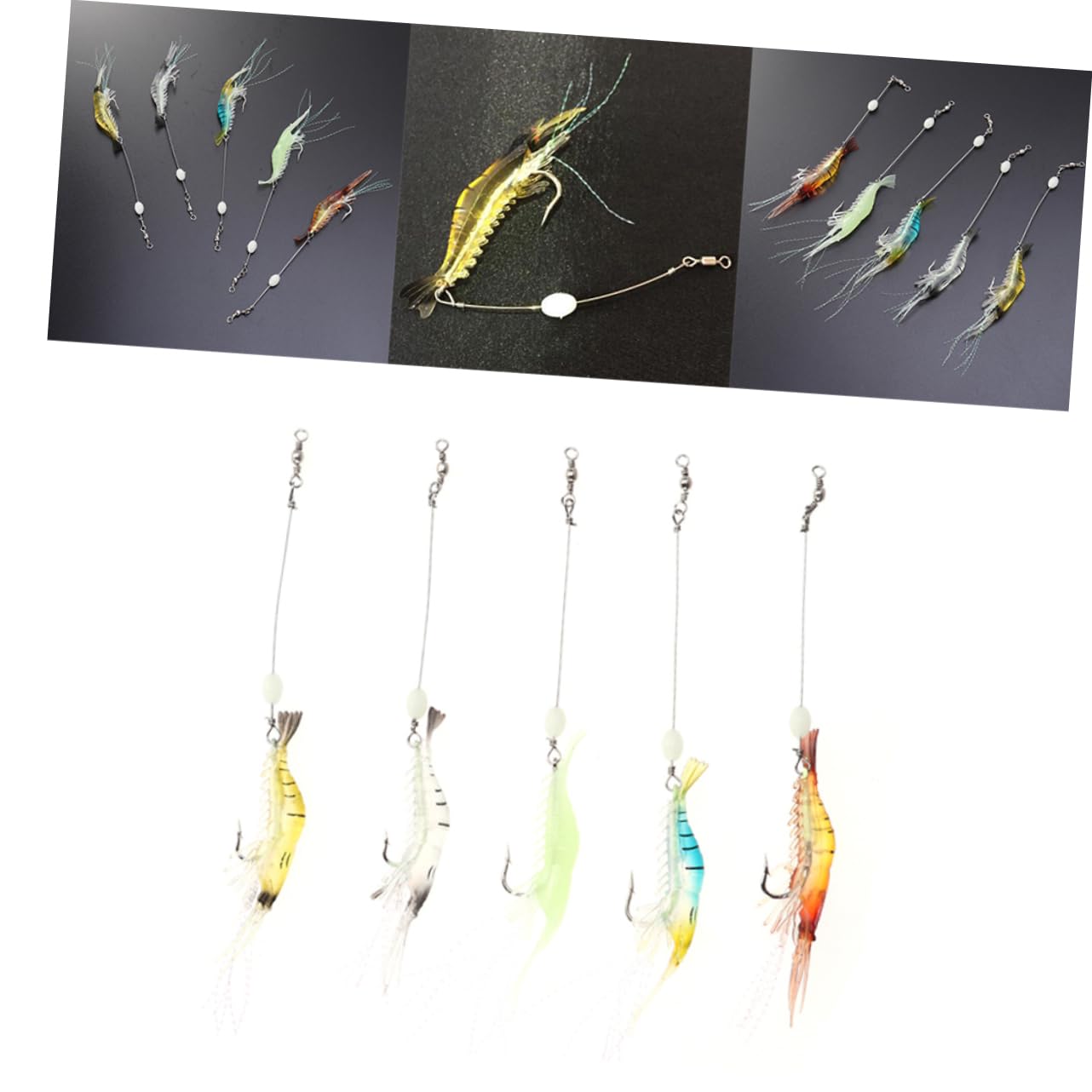 30pièces Leurres De Artificiels Crevette avec Hameçon Appâts Souples Luminous pour Poissons Carnassiers Divers Coloris