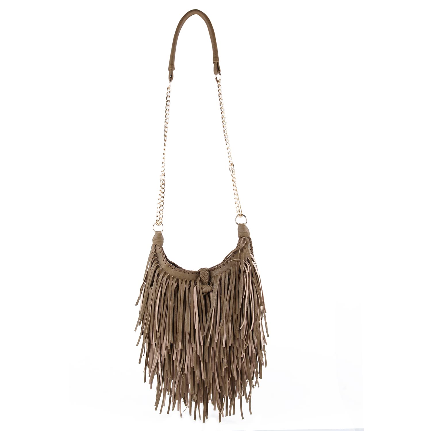 Borse a spalla hobo a tracolla in nappa con frange in pelle scamosciata sintetica da donna