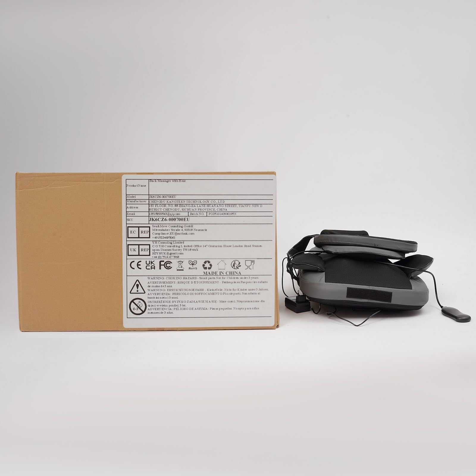 Cuscino massaggiante Shiatsu, 36 W, con funzione di calore, 5 modalità, per massaggiare le vibrazioni, per auto, ufficio, con telecomando, 3D, timer da 15 minuti