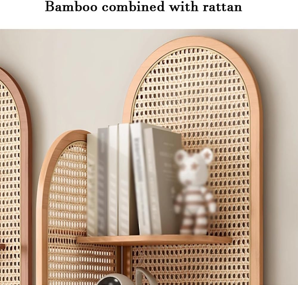 5-Tier Rattan Corner Shelf - Freestanding Display Stand for Living Room, Bedroom, Office - 90° Right Angle Organizer - Stylish Corner Storage Solution