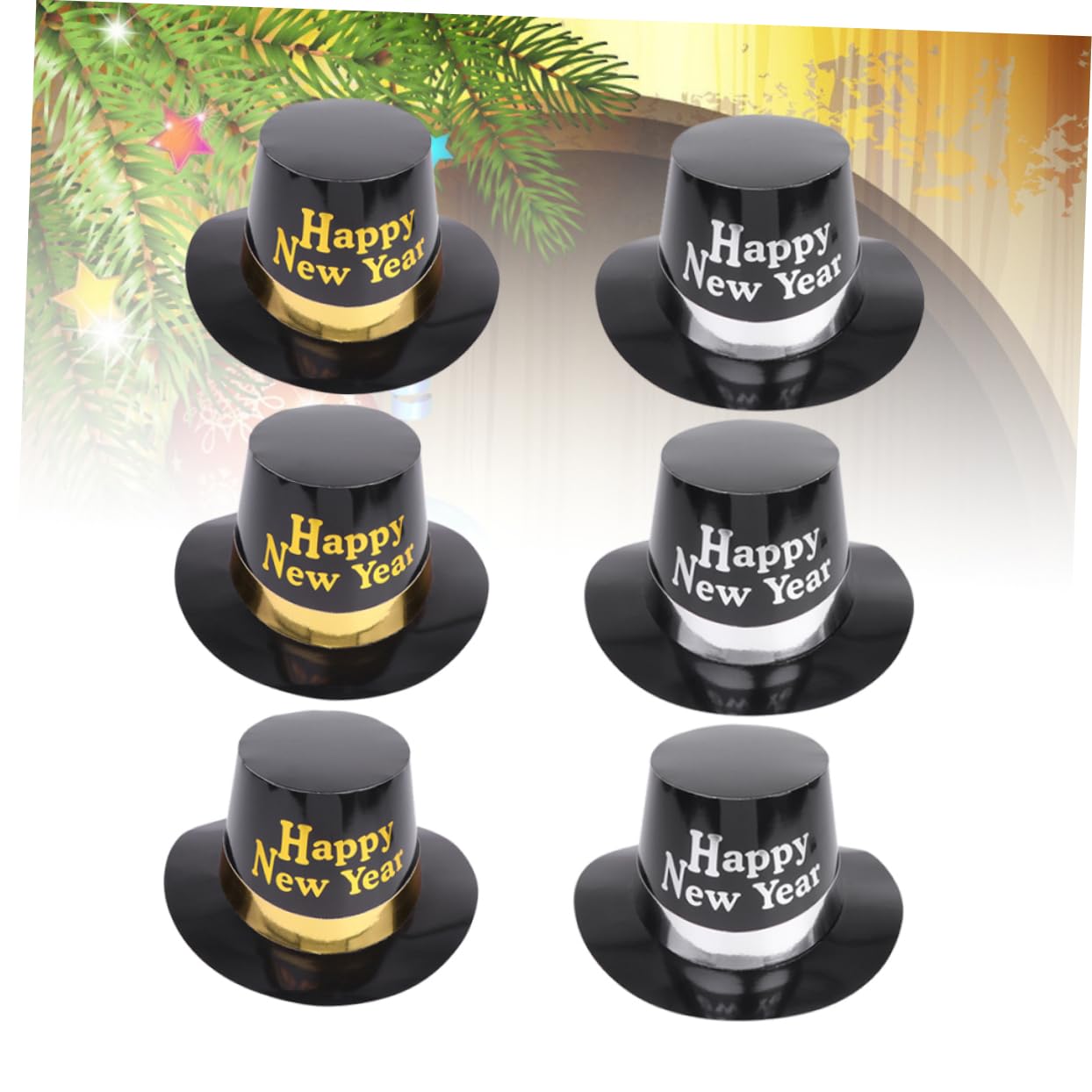2 Sets Silvester-zylinderhut Party Neujahrshüte Lustige Partygeschenke Buchstaben-zylinderhut Für Feiern 6 Stück * 2