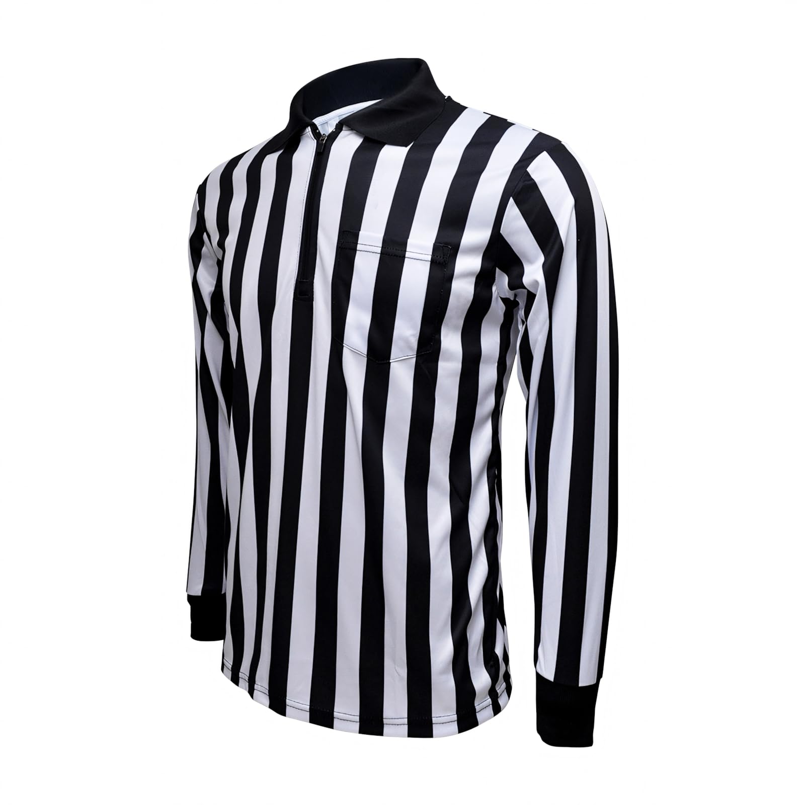 TopTie Camiseta árbitro Manga Larga Deporte Ropa Cremallera 1/4 Rayas Negras y Blancas
