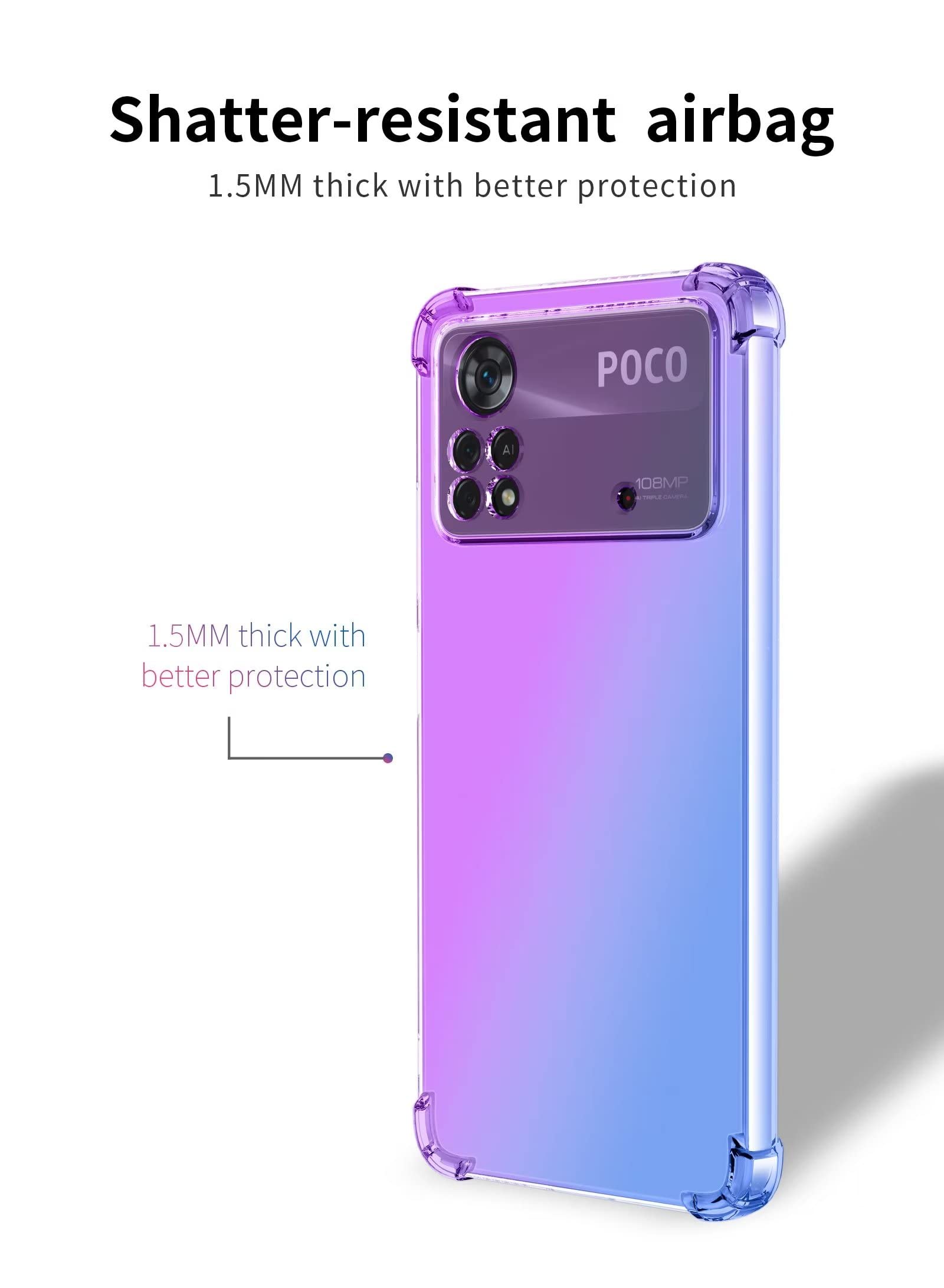 HONLEN Hülle Für Poco M4 Pro (4G) – Transparenter Farbverlauf, Stoßfest & Schlank