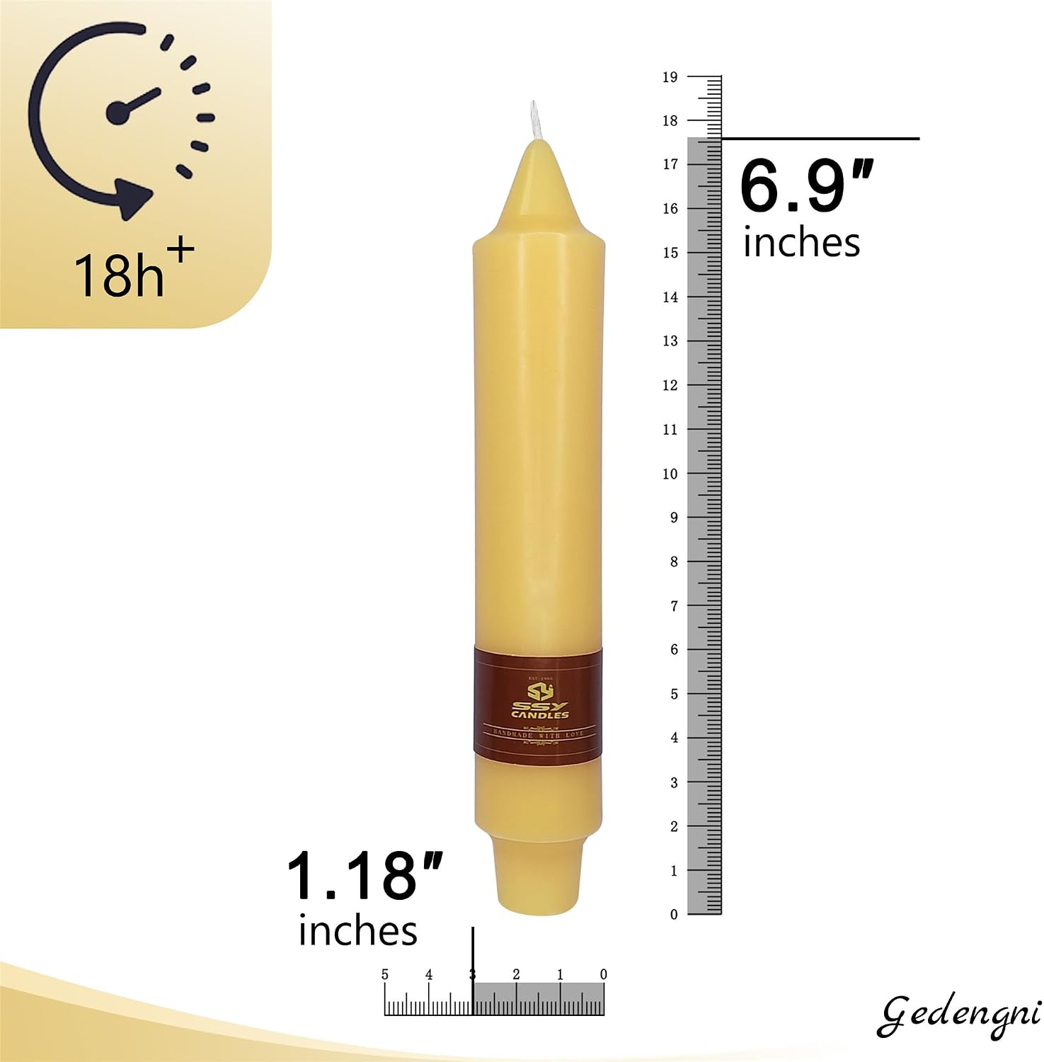Beeswax Candlesticks Short Taper Candles,Gedengni 7inches Yellow Candle Stick Natural Tapered Candle Bees Twisted Candles for Home Party Weddings Festive Holiday Decor (Beeawax,18D) image 5