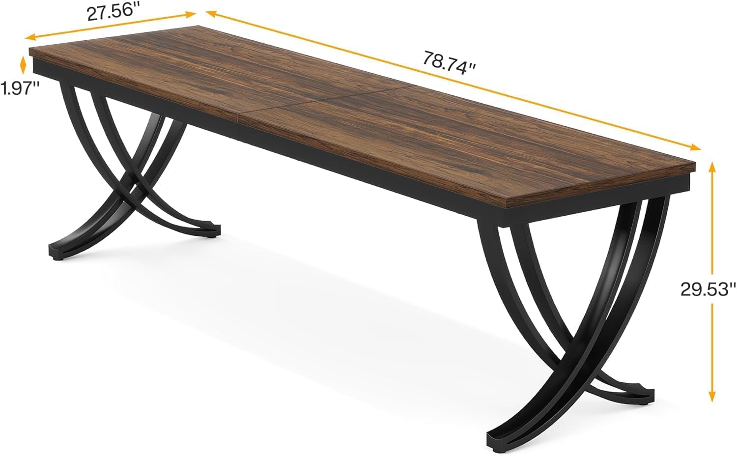 LITTLE TREE 2 Person Computer Desk, 78.7-Inch Extra Long Large Office Desk for Home Office, Shared Executive Desk for Two with Spacious Work Surface, Rustic Brown and Black