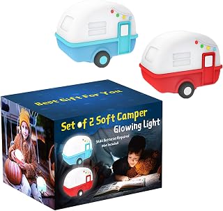 Haigoo Happy Camper Night Light 2-Pack,Led Portable Night Light Lamp for Kids Room,Camper Decor,Baby Nightlight Battery-Powered,Perfect RV Gifts for Friends,Kids, Campers,Fun RV Lights,Warm Light