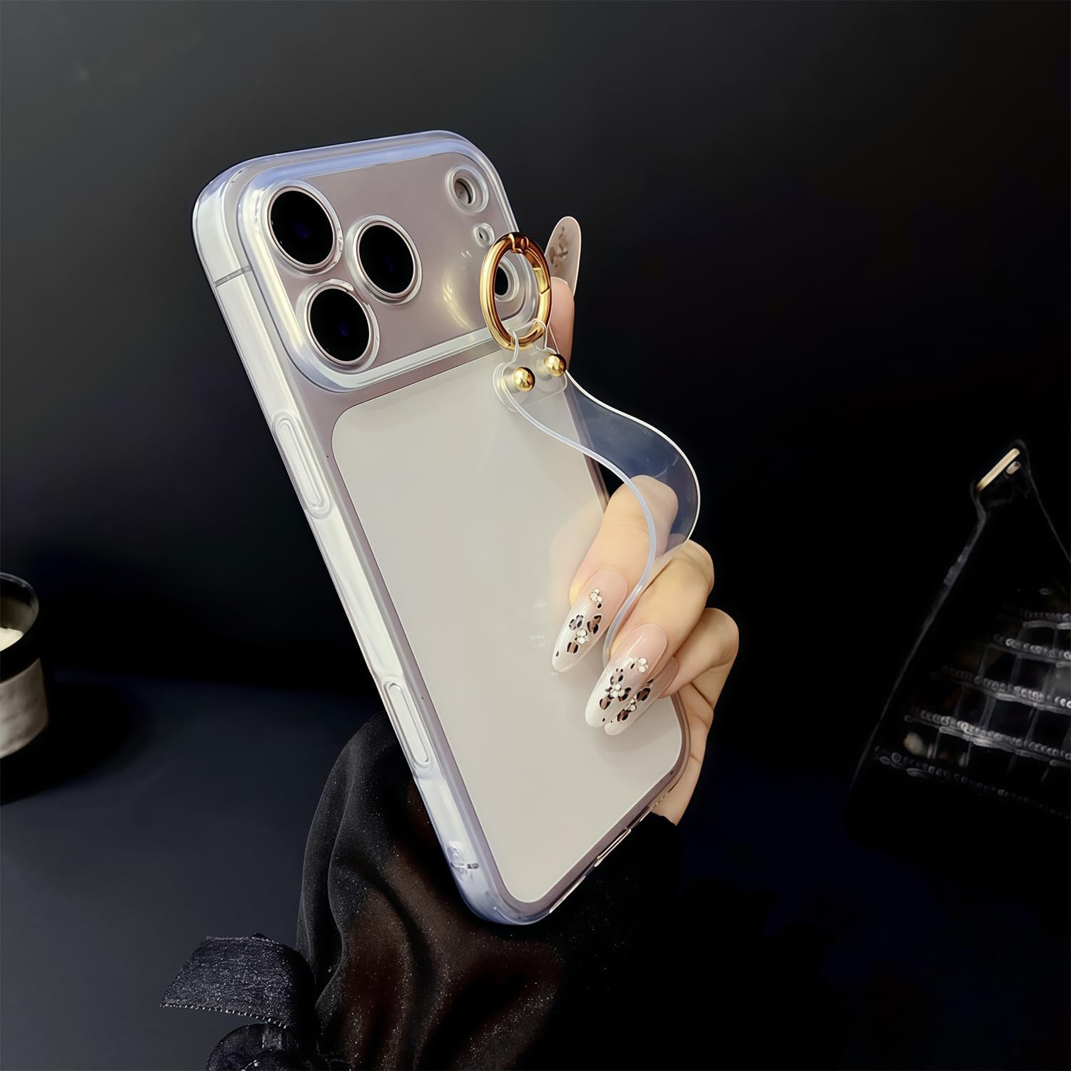 siduater Strap Holder Case for 6.3“ iPhone 17 Pro with Kickstand, Wrist Strap Band Soft Clear Shockproof Protective Cover, Adjustable Handle Grip Loop for iPhone 17 Pro 6.3 Inch 2025, Crystal Clear - Image 3