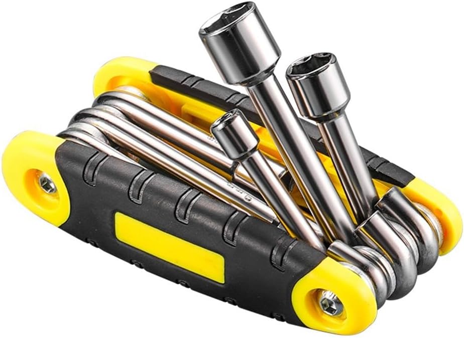 6 in 1 Socket Wrench Set, Folding Hex Wrench Multi Tool for Rep5 12mm, Compact Portable Mechanic Tool for Bike, Automotive, and Home Use
