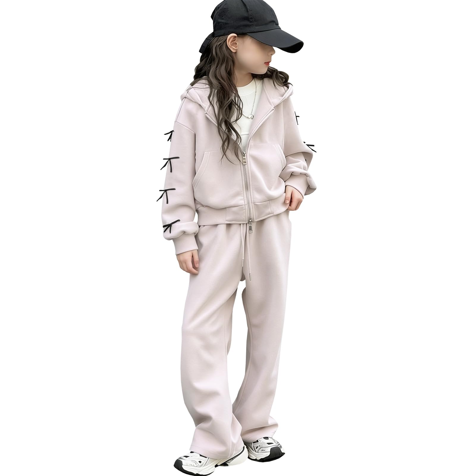 Ensemble d’Entraînement Enfants Fille Survêtement Extérieur avec Papillon Costume 2 Pièces Pantalon de Jogging et Sweatshirt à Capuche pour le Printemps Automne