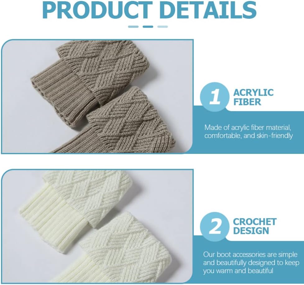 VALICLUD 4pairs Knitted Leg Warmers for Winter Stylish Boot Cuffs for Women Girls Soft Warm Leg Covers for Cold Weather Fashion