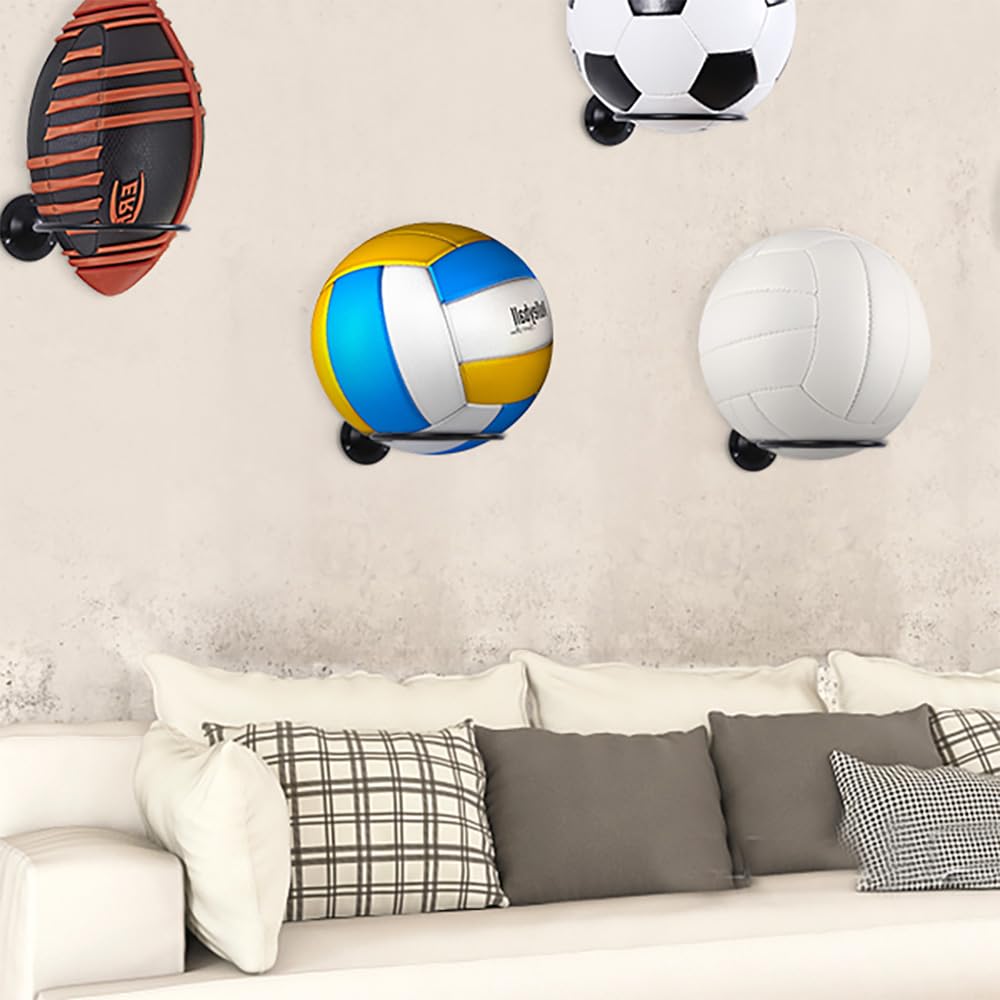 Soporte de Pared para Balones Universal Metal con Tornillos Almacenamiento para Rugby Voleibol Pantalla Negro
