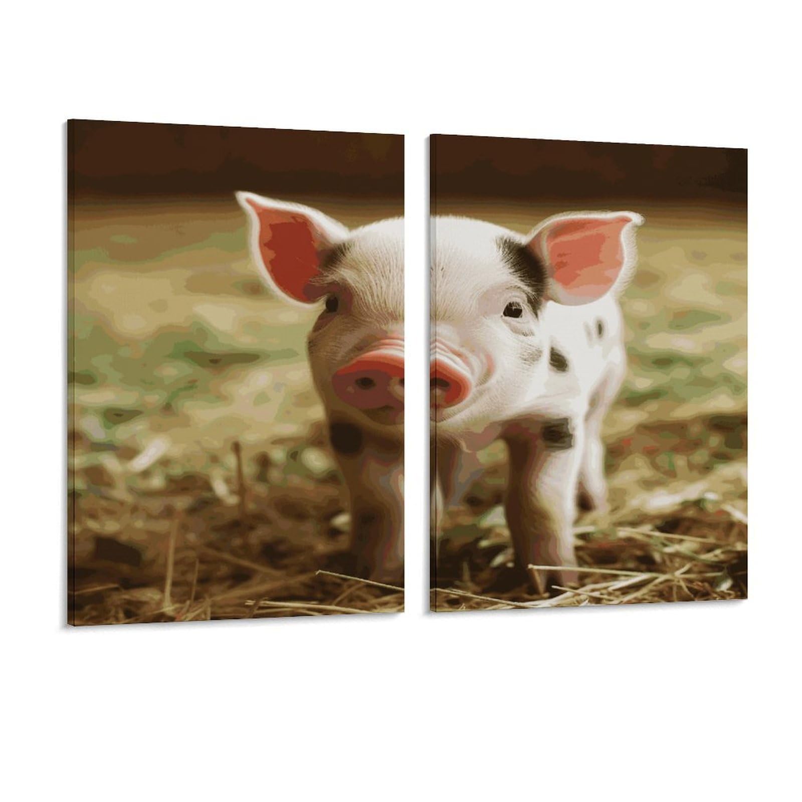 Adfgyerh Style Smiling (1) Wall Art，Canvas Material Bright /Wall Decor Of 2, Each 16X12 Inch -Wall Art Set For Living Room Bedroom Gallery Office Home Décor