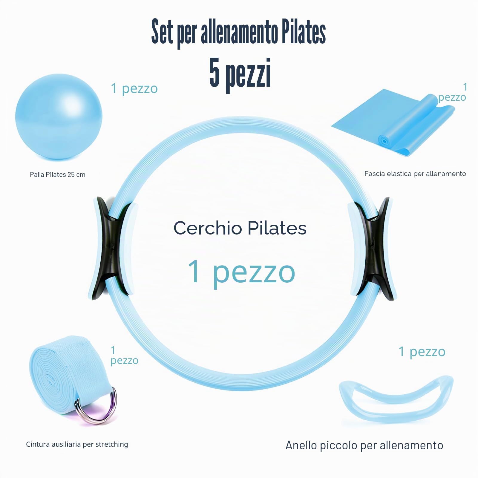 Kit Pilates, Kit Pilates Completo X Casa, Attrezzi Pilates, Include L'anello Di Pilates La Palla Di Yoga La Cinghia Di Sostegno per Lo Yoga L'anello Di Yoga per Gambe