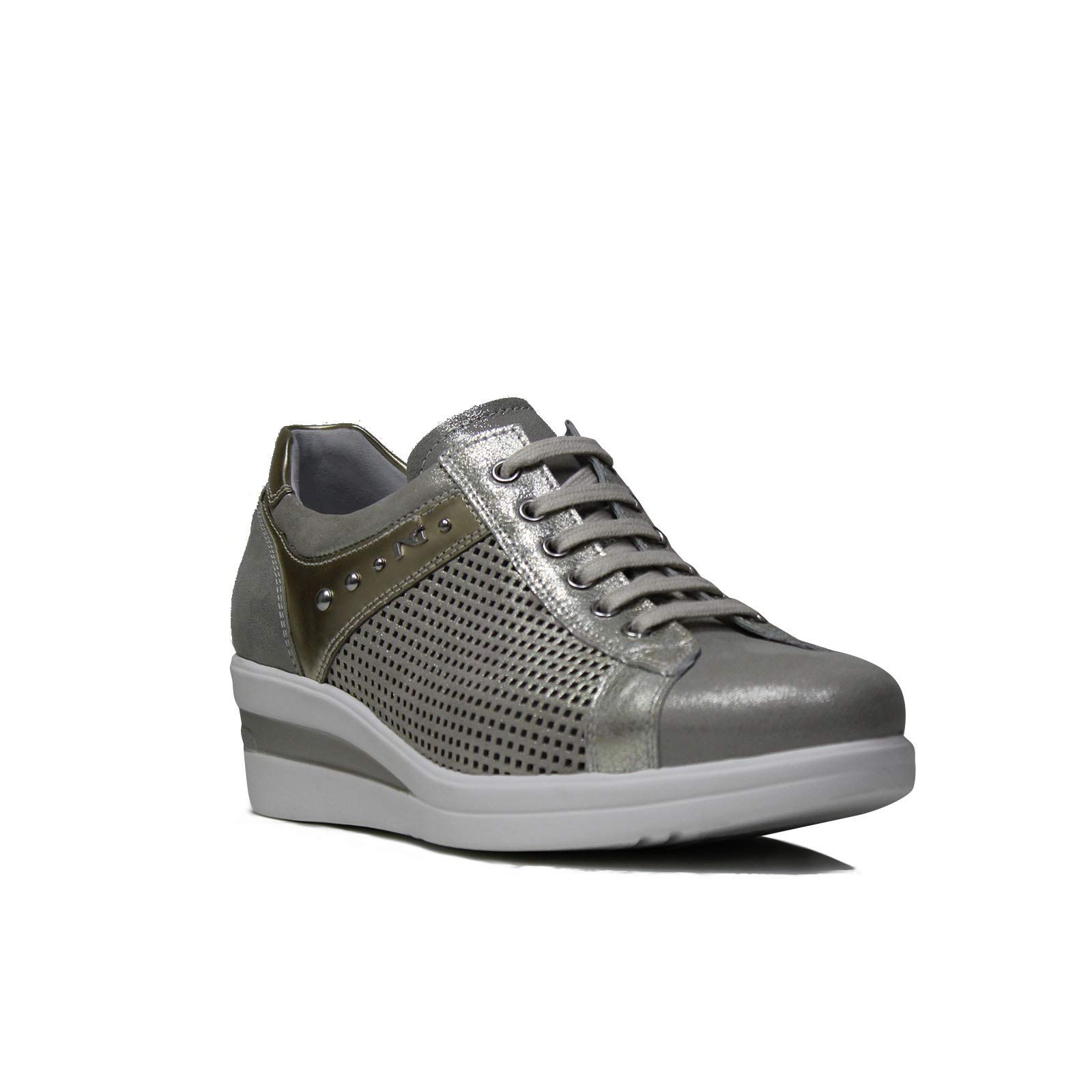 Nero Giardini Sneaker Donna con Zeppa Bianca Colore Beige P907502D 505 Nuova Collezione Primavera Estate 2019