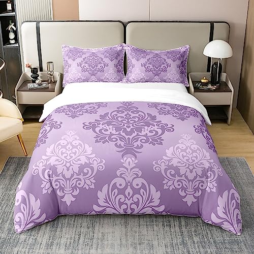 Homewish Royal Damask King Size Duvet Cover Sets, Victorian Baroque Bedding Set
