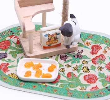 PLUSHCEWT 6 PCS Doll House Accessories 1:12, 4 Pcs Mini Throw Pillows, 2 Dolls House Rugs, dolls house furniture for Dollhouse, Miniature Carpet, Realistic Mini Things Decor (mix)